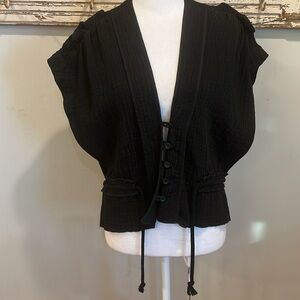 Black Women's Textured Button-Front Top